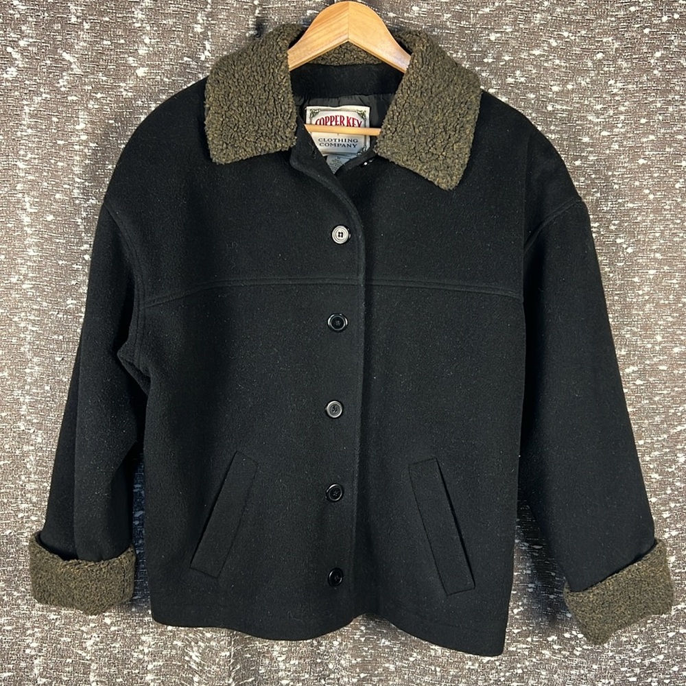 Copper key Women's Faux Shearling Lined Sherpa Jacket Wool Shell